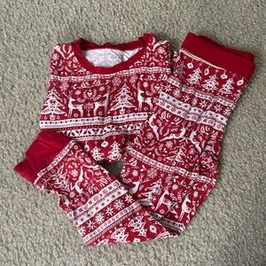 Gently Worn- Little Sleepies Red Reindeer Christmas 2 Piece Set. Size 2T